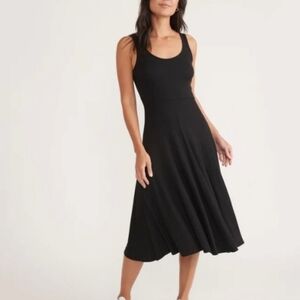 Marine Layer Black Lexi Rib Fit and Flare Midi Tank Dress Size XS Soft Flowy